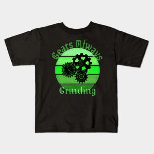 Mental Health Awareness Gears Always Grinding Overthinking Retro Sunset Kids T-Shirt